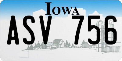 IA license plate ASV756