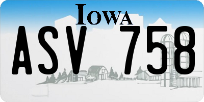 IA license plate ASV758
