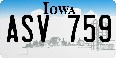 IA license plate ASV759