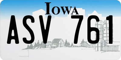 IA license plate ASV761