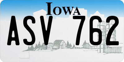 IA license plate ASV762