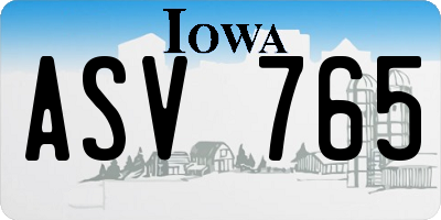 IA license plate ASV765