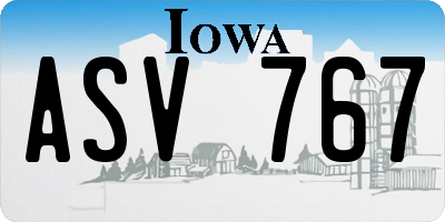 IA license plate ASV767