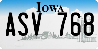 IA license plate ASV768
