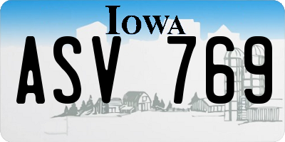 IA license plate ASV769