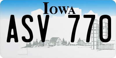 IA license plate ASV770