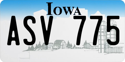 IA license plate ASV775