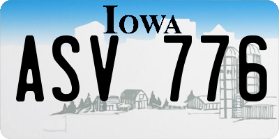 IA license plate ASV776