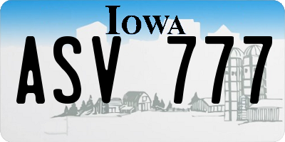 IA license plate ASV777