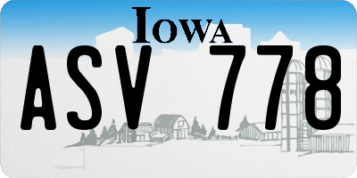 IA license plate ASV778