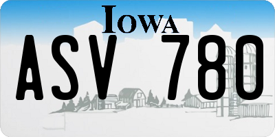 IA license plate ASV780