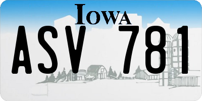 IA license plate ASV781