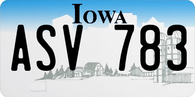 IA license plate ASV783