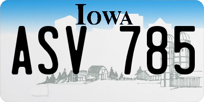 IA license plate ASV785
