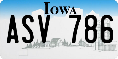IA license plate ASV786
