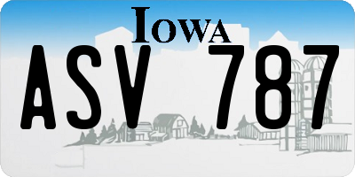 IA license plate ASV787
