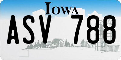 IA license plate ASV788