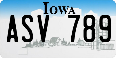 IA license plate ASV789