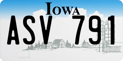 IA license plate ASV791