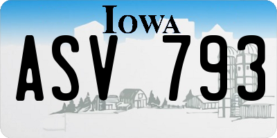 IA license plate ASV793