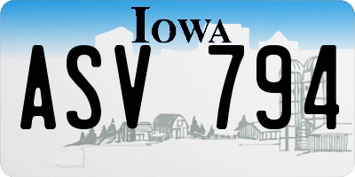 IA license plate ASV794