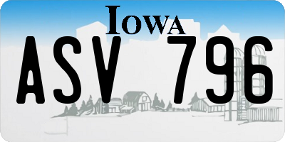 IA license plate ASV796