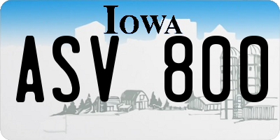 IA license plate ASV800