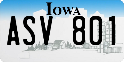 IA license plate ASV801