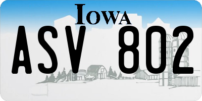 IA license plate ASV802