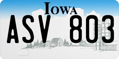 IA license plate ASV803