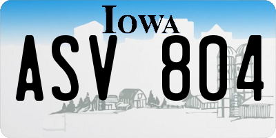 IA license plate ASV804