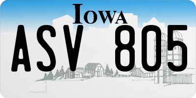 IA license plate ASV805