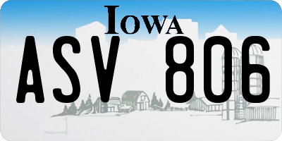IA license plate ASV806