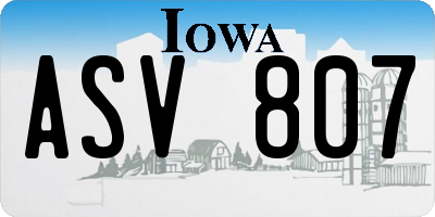 IA license plate ASV807