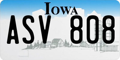 IA license plate ASV808