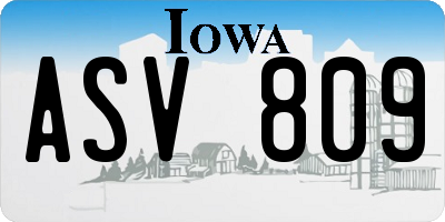 IA license plate ASV809