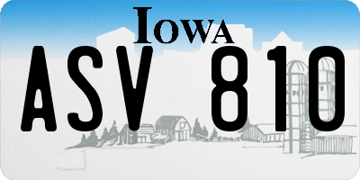 IA license plate ASV810