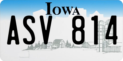 IA license plate ASV814