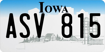 IA license plate ASV815