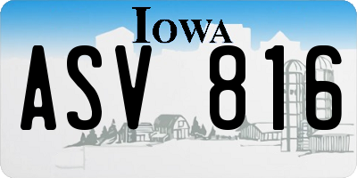IA license plate ASV816
