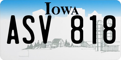 IA license plate ASV818