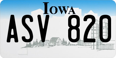 IA license plate ASV820