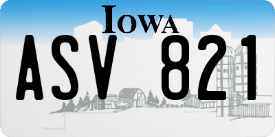 IA license plate ASV821