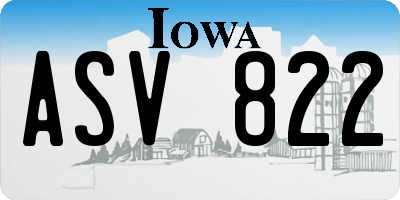 IA license plate ASV822