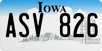 IA license plate ASV826
