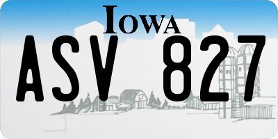 IA license plate ASV827