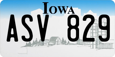 IA license plate ASV829