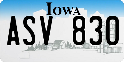 IA license plate ASV830