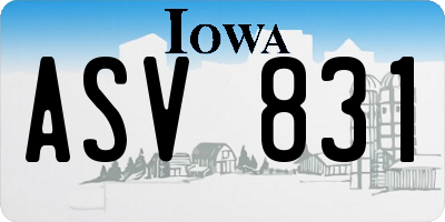 IA license plate ASV831