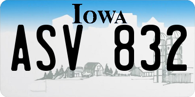 IA license plate ASV832